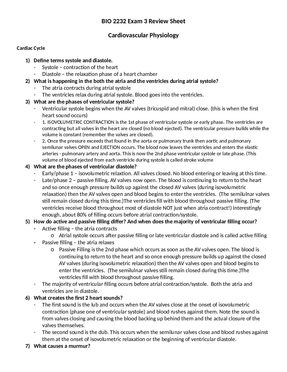 Preview image for BIO 2232 Exam 3 Review Sheet Conduction to Thermoregulation AU 14